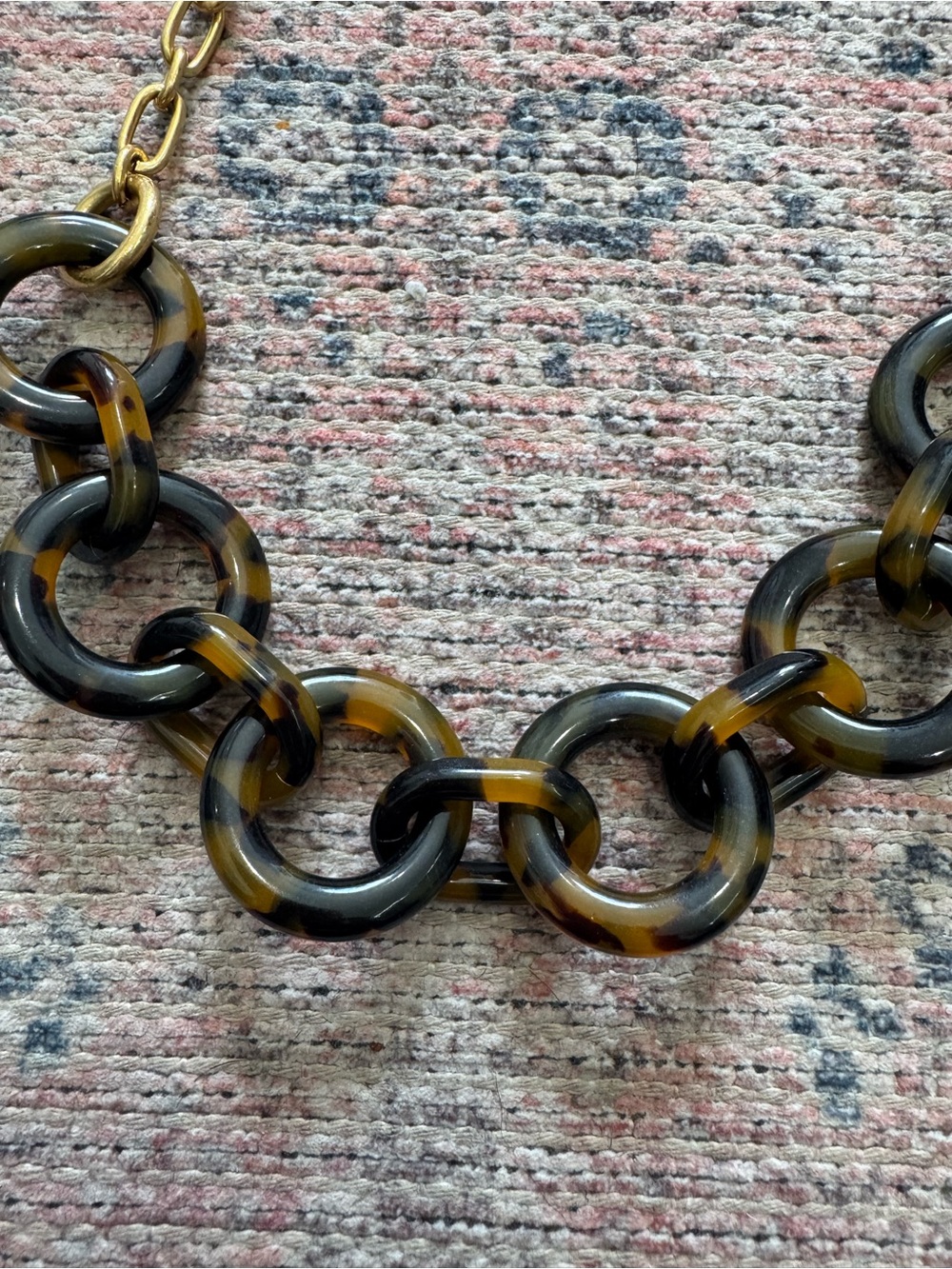 J. Crew Gold Tone Chain Necklace with Tortoiseshell Links - Picture 2 of 3